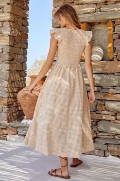 S21A Della Dress In Sesame Gingham