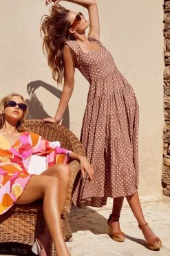 S21A Gabrielle Dress In Cinnamon Spot Sale