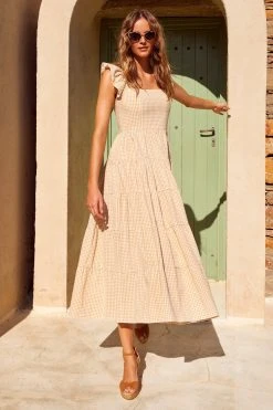 MISTER ZIMI Sales 54 S21A Gabrielle Dress In Sesame Gingham