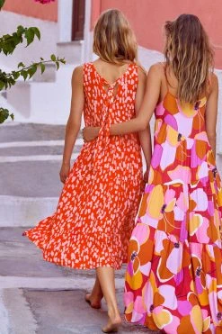 S21A Olivia Midi Tie Dress In Sangria