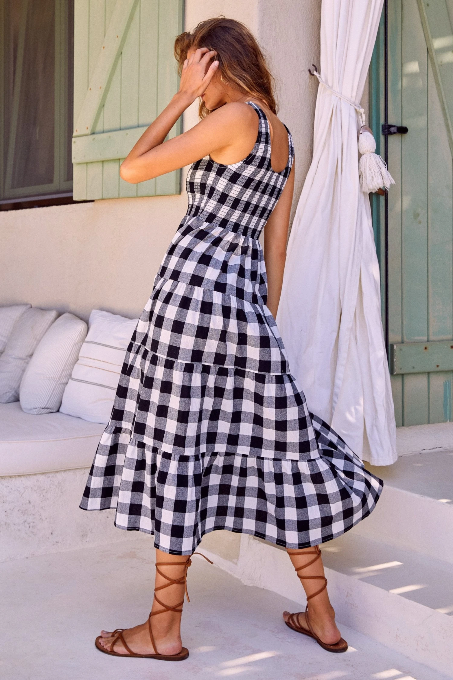 S21A Paris Dress In Granite Gingham Sale 4 S21A Paris Dress In Granite Gingham Sale