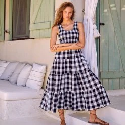 S21A Paris Dress In Granite Gingham Sale 19 S21A Paris Dress In Granite Gingham Sale