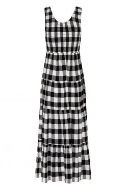 S21A Paris Dress In Granite Gingham Sale 18 S21A Paris Dress In Granite Gingham Sale