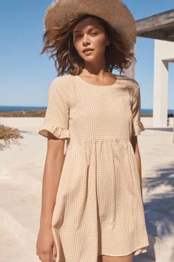 S21A Remi Dress In Sesame Gingham Sale