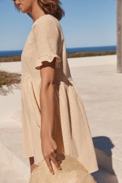 S21A Remi Dress In Sesame Gingham Sale