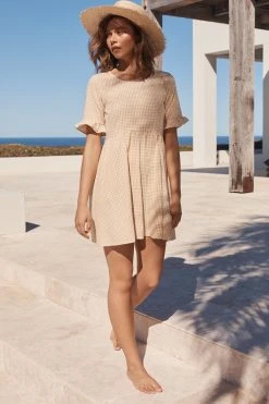 S21A Remi Dress In Sesame Gingham Sale