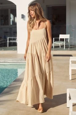 S21A Sale Willow Dress In Sesame Gingham