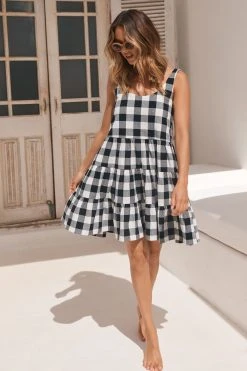 S21A Winifred Mini Dress In Granite Gingham Sale