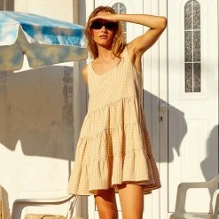 S21A Sale Winifred Mini Dress In Sesame Gingham