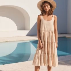 S21A Sale Winifred Midi Dress In Sesame Gingham