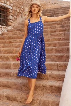 MISTER ZIMI Sales 92 S21B Leah Midi Dress In Luna Rosa