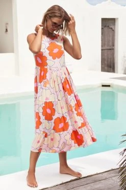 S21F Sale Olivia Midi Tie Dress In Pink Camellia