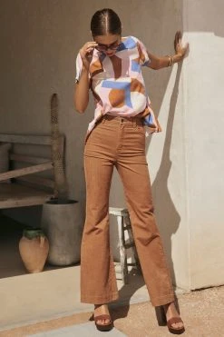 W22A Denim Drew Flares In Mustard Corduroy