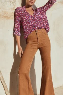 W22A Denim Drew Flares In Mustard Corduroy