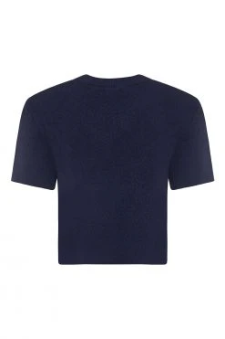 W22A Sage Crop Knit In Navy Tops