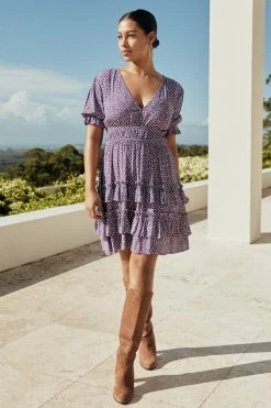 W22D Vivienne Mini Dress In Grape Vine New