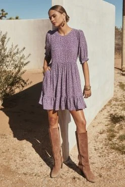 W22D Lottie Mini Dress In Grape Vine