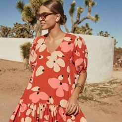 W22D Rosa Dress In Fire Bloom