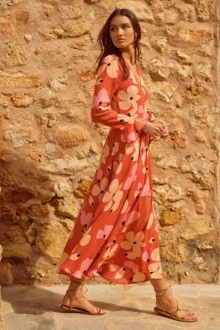 W22D Tamara Dress In Fire Bloom New