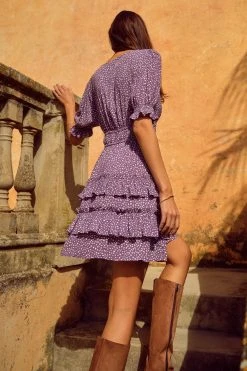 W22D Vivienne Mini Dress In Grape Vine New 14 W22D Vivienne Mini Dress In Grape Vine New