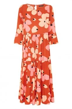 W22D New Winter Olivia Midi Dress In Fire Bloom